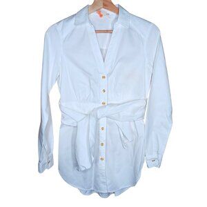 Maeve Long Sleeve Button Down Cinched Tie Waist 00 XS XXS Anthro